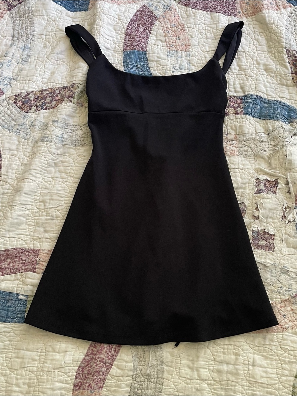 Lucy in the Sky Black Square Neck Mini with Wide Straps